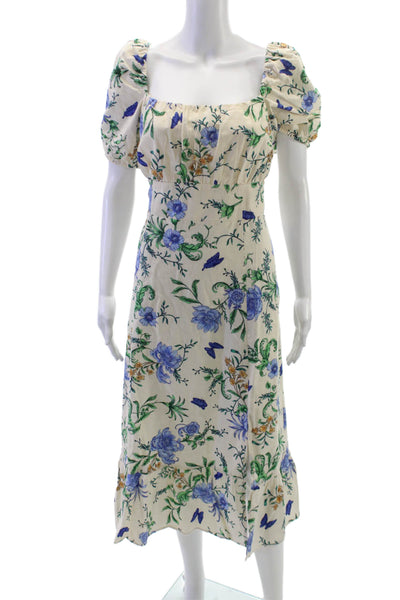 London Times Petites Women Fit & Flare Ivory Square-Neck Knee Dress Size 14P