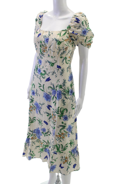 London Times Petites Women Fit & Flare Ivory Square-Neck Knee Dress Size 14P