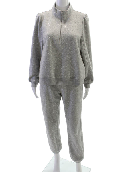 Generation Love Womens Gray Sweatsuit Zip Mock Neck Size L