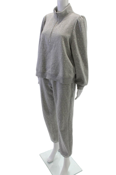 Generation Love Womens Gray Sweatsuit Zip Mock Neck Size L