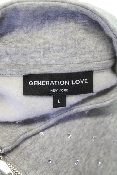 Generation Love Womens Gray Sweatsuit Zip Mock Neck Size L