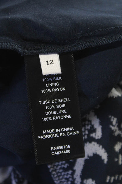 Rebecca Taylor Womens Silk Floral Round Neck Button Long Sleeve Blouse Size 12