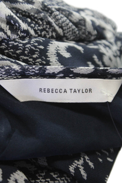Rebecca Taylor Womens Silk Floral Round Neck Button Long Sleeve Blouse Size 12