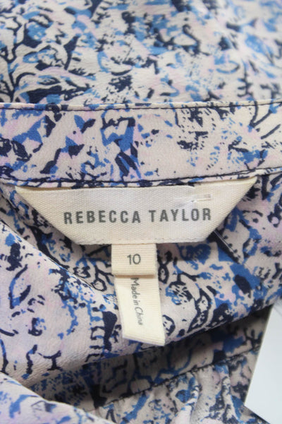 Rebecca Taylor Women Beige Silk V-Neck Long Sleeve Basic Blouse Size 10