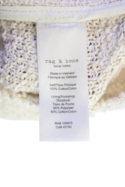 Rag & Bone Womens Cardigan Ivory Button 100% Cotton Long Sleeve Size 12