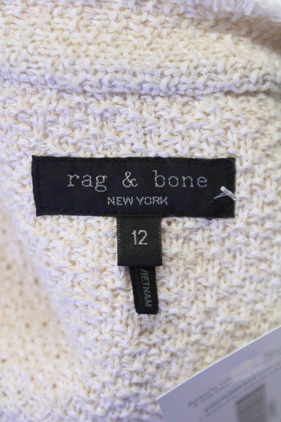 Rag & Bone Womens Cardigan Ivory Button 100% Cotton Long Sleeve Size 12