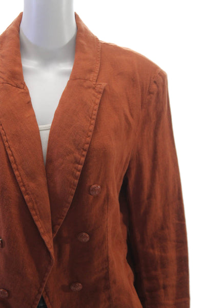 L'Agence Women Blazer Orange Linen Long Sleeve Size XL