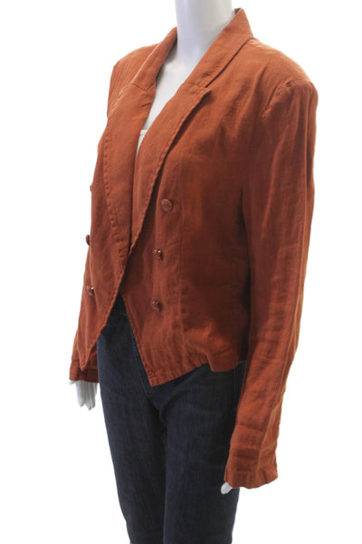 L'Agence Women Blazer Orange Linen Long Sleeve Size XL