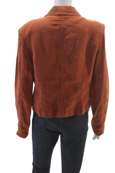L'Agence Women Blazer Orange Linen Long Sleeve Size XL
