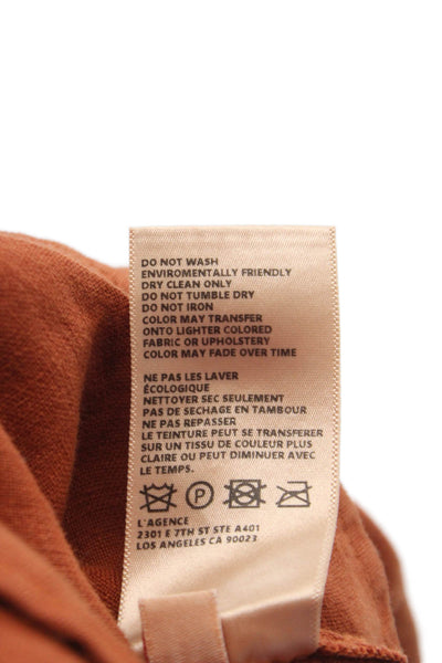 L'Agence Women Blazer Orange Linen Long Sleeve Size XL