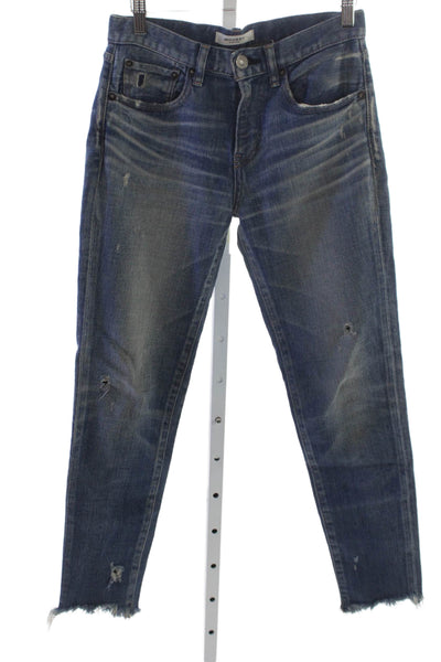 Moussy Womens Tapered Blue Jeans Cotton Blend Button Fly Size 25