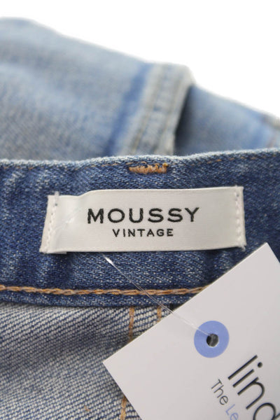 Moussy Womens Tapered Blue Jeans Cotton Blend Button Fly Size 25