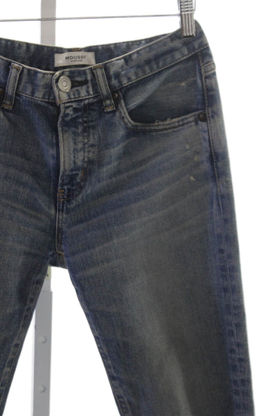 Moussy Womens Tapered Jeans Blue High Rise Cotton Vintage Size 25