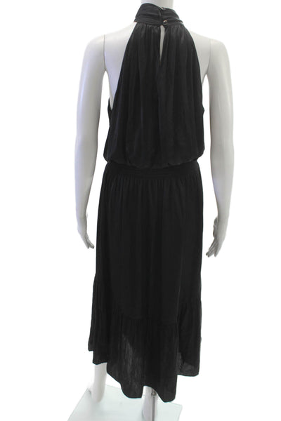 Ramy Brook Women Fit & Flare Halter Black Maxi Dress Size M