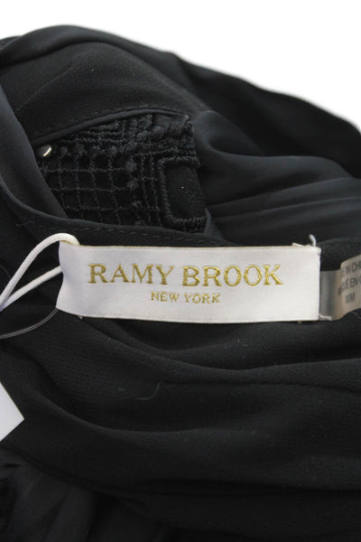 Ramy Brook Women Fit & Flare Halter Black Maxi Dress Size M