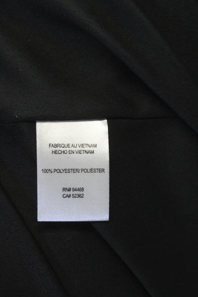 Avec Les Filles Womens Wrap Dress Black V-Neck Short Sleeve Mid-Calf Size 10