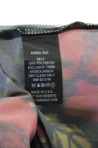 Anna Sui Womens Tunic Blouse Multicolor Floral Round Neck Sleeveless Size S