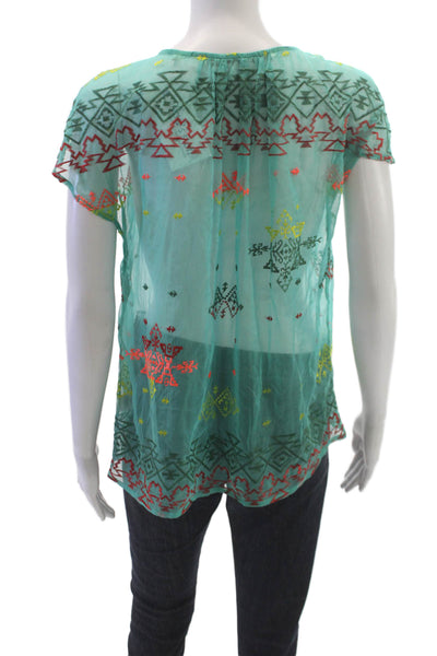 Twelfth Street by Cynthia Vincent Womens Silk Tunic Green Sleeveless Size S