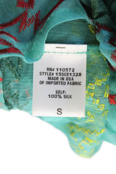 Twelfth Street by Cynthia Vincent Womens Silk Tunic Green Sleeveless Size S