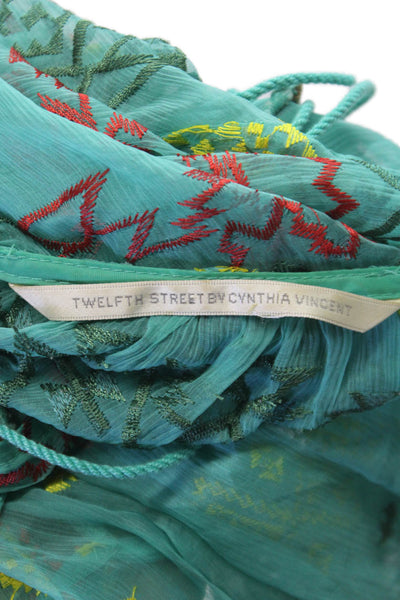 Twelfth Street by Cynthia Vincent Womens Silk Tunic Green Sleeveless Size S