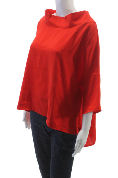 Suzy D Women Tunic Blouse Red Boat Neck 3/4 Sleeve Polyester Size L