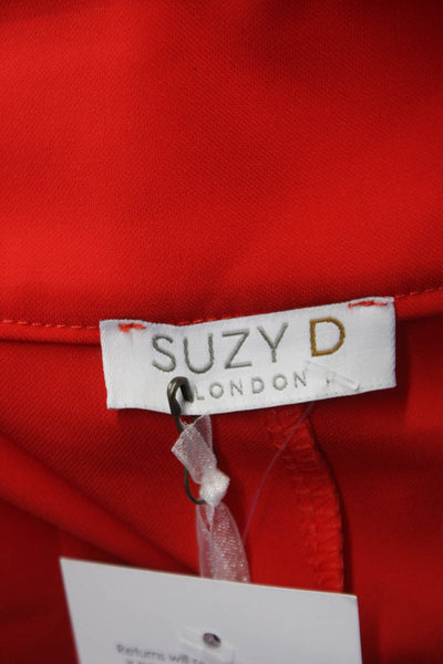 Suzy D Women Tunic Blouse Red Boat Neck 3/4 Sleeve Polyester Size L