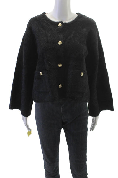 Adroit Atelier Women Basic Jacket Black Long Sleeve Button Size XL