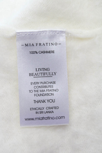 Mia Fratino Women Cashmere V-Neck Cardigan Ivory Long Sleeve Size M