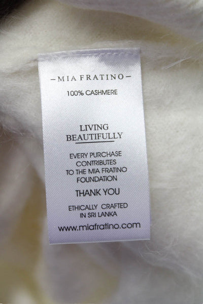 Mia Fratino Womens Cashmere V Neck Cardigan Ivory Long Sleeve Size S