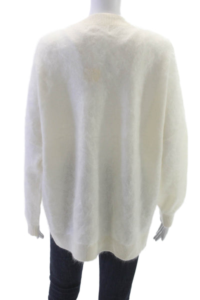 Mia Fratino Womens Cardigan Ivory Cashmere V-Neck Long Sleeve Size XS