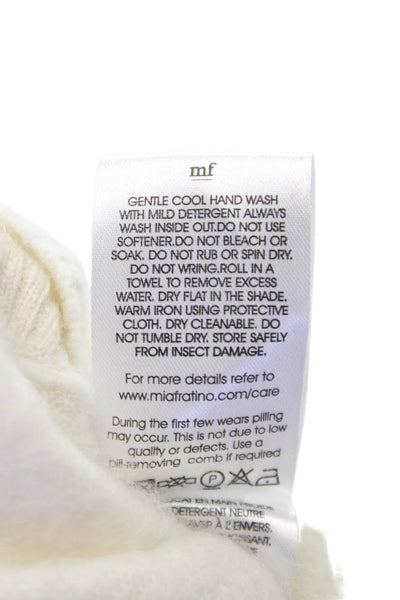 Mia Fratino Womens Cardigan Ivory Cashmere V-Neck Long Sleeve Size XS