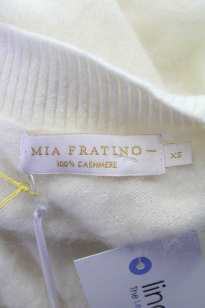 Mia Fratino Womens Cardigan Ivory Cashmere V-Neck Long Sleeve Size XS