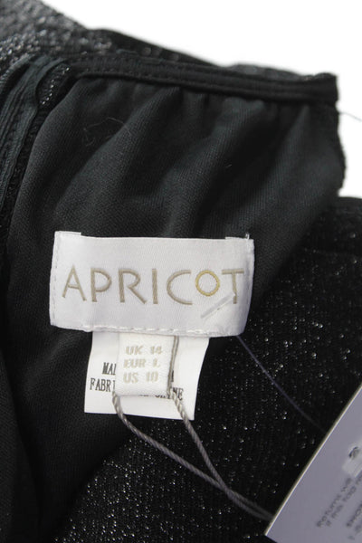 Apricot Women Maxi Long Sleeve Black Round Neck Zip Dress Size L