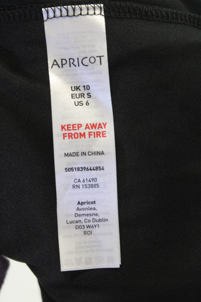 Apricot Women Maxi Dress Black Keyhole Neck Long Sleeve Zip Polyamide Size S