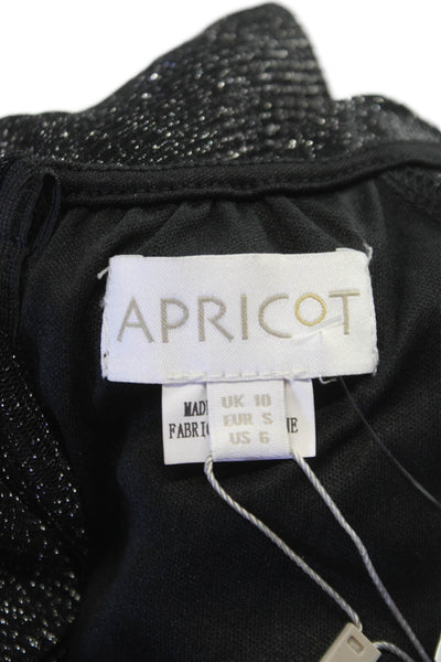 Apricot Women Maxi Dress Black Keyhole Neck Long Sleeve Zip Polyamide Size S