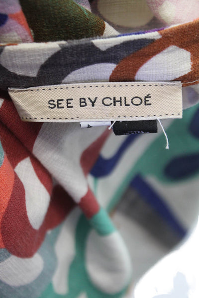 See by Chloe Women Multicolor Cotton Shift Mini Dress Size 10