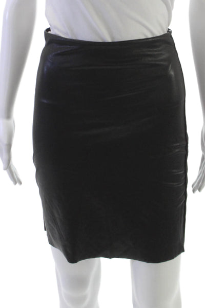 Commando Women Black Straight Pencil Mini Skirt Polyester Pull On Size M