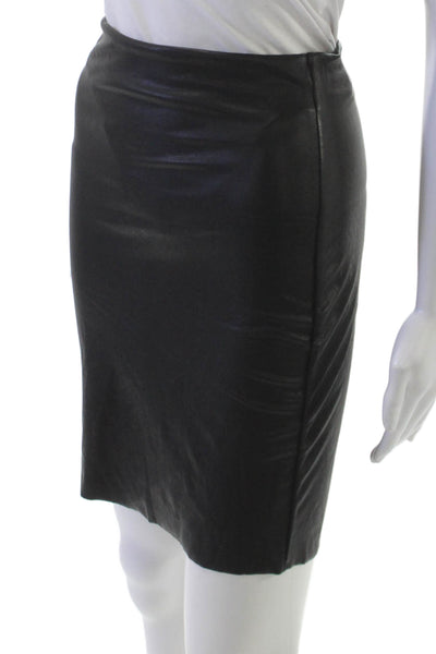 Commando Women Black Straight Pencil Mini Skirt Polyester Pull On Size M