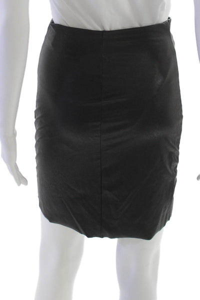Commando Women Black Straight Pencil Mini Skirt Polyester Pull On Size M