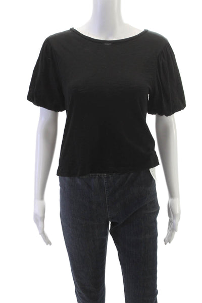 Goldie Womens Boat Neck Black Basic T-Shirt Pima Cotton Short Sleeve Size XS
