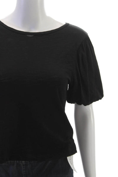 Goldie Womens Boat Neck Black Basic T-Shirt Pima Cotton Short Sleeve Size XS