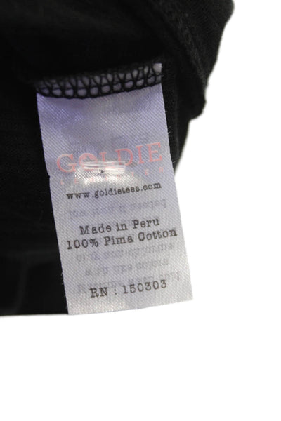 Goldie Womens Boat Neck Black Basic T-Shirt Pima Cotton Short Sleeve Size XS