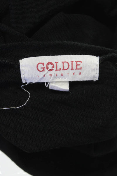 Goldie Womens Boat Neck Black Basic T-Shirt Pima Cotton Short Sleeve Size XS