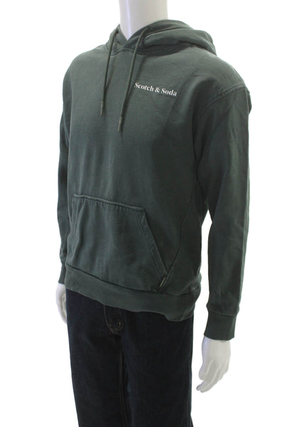 Scotch & Soda Mens Green Cotton Pullover Hoodie Long Sleeve Round Neck Size S