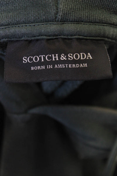 Scotch & Soda Mens Green Cotton Pullover Hoodie Long Sleeve Round Neck Size S