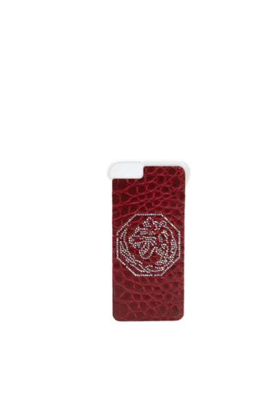 Tardini Unisex Adults Genuine American Alligator Jeweled iPhone Case Red