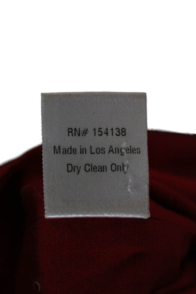 Staud Womens Cropped Button-Up Red Cotton Blend Square Neck Long Sleeve Size M
