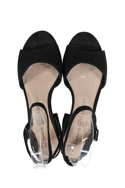 Chinese Laundry Womens Block Heel Platform Ankle Strap Sandals Black Size 6