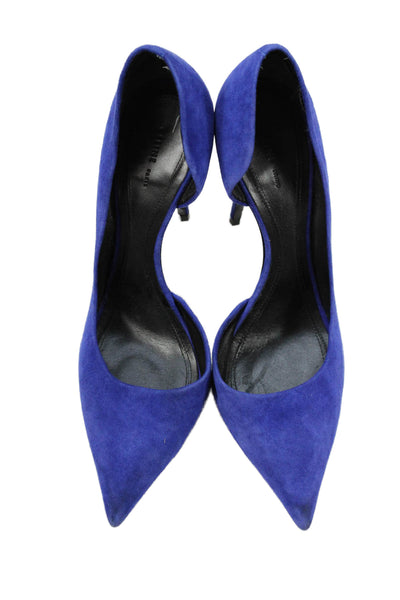 Celine Womens Stiletto Pointed Toe Suede Dorsay Pumps Blue Size 38.5
