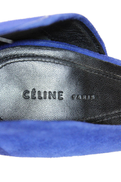 Celine Womens Stiletto Pointed Toe Suede Dorsay Pumps Blue Size 38.5